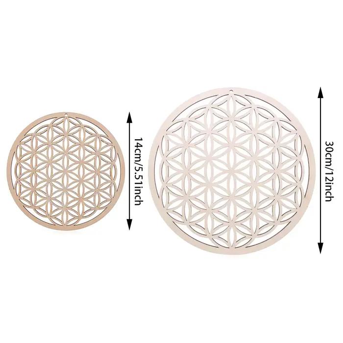 Panneau Mural en Bois en Forme de Fleur de Vie de 14cm, Art Mural Découpé au Laser, Décor de Maison,