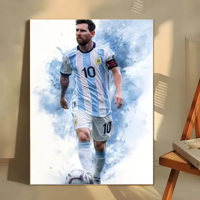 Affiche autocollante en papier imperméable pour athlète L-Lionel Messi, décoration murale pour café,