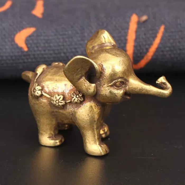 Figurines d'éléphant miniatures en Bronze Antique, ornement de Table pour animaux de compagnie, déco