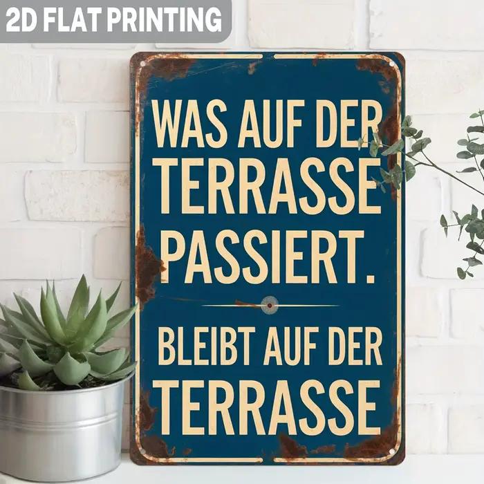 Décoration murale en métal vintage avec citation amusante en allemand pour patio - Art mural extérie