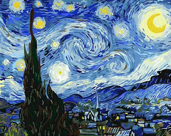 Gatyztoire Van Gogh peinture à l'huile par numéros paysage peinture par numéros sur toile paysage sa