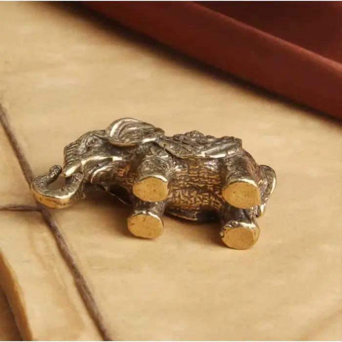 Figurines d'éléphant miniatures en Bronze Antique, ornement de Table pour animaux de compagnie, déco