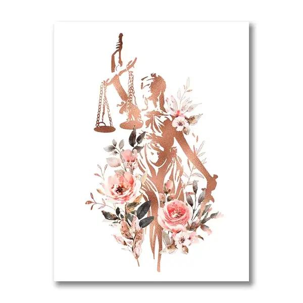 Affiche en toile aquarelle florale, décor de bureau de Justice, peinture pour avocat, cadeau de remi