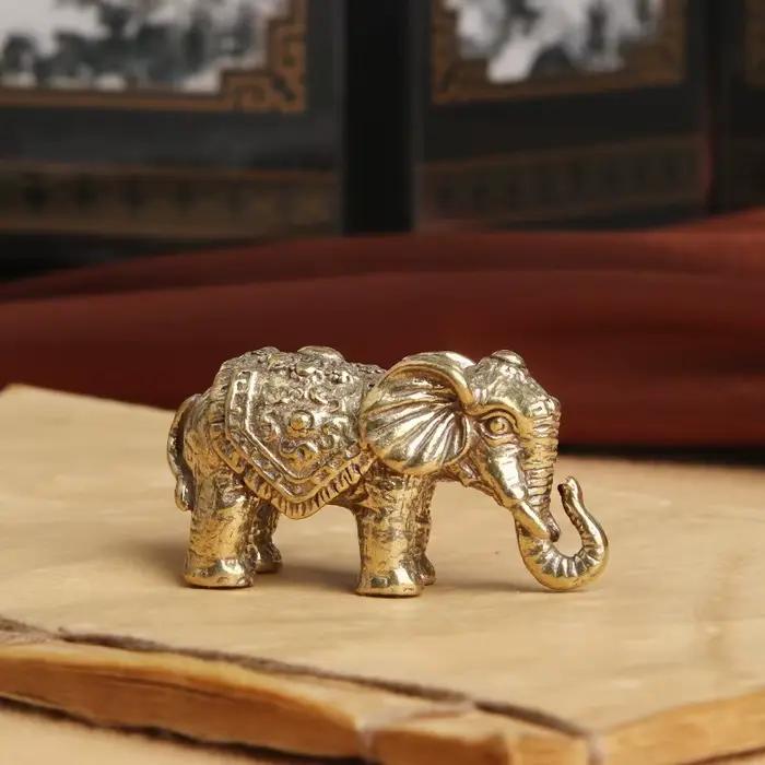 Figurines d'éléphant miniatures en Bronze Antique, ornement de Table pour animaux de compagnie, déco