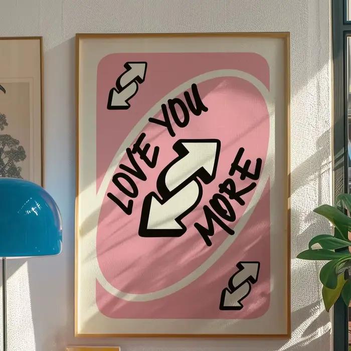 Décoration murale rétro « Love You More » – Art Y2K rose pour accent de chambre, décoration murale d