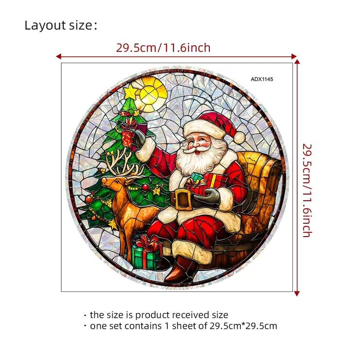 Autocollant électrostatique pour arbre de noël, père noël, fenêtre colorée, décoration de la maison,