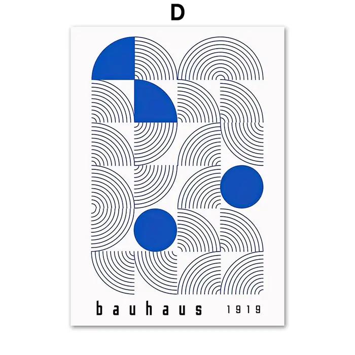 Toile de peintures Bauhaus bleues modernes du milieu du siècle, affiches et imprimés d'art mural à g