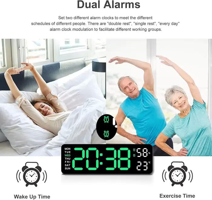 10 pouces intelligent muet LED électronique nuit alarme horloge murale moderne horloge de bureau min