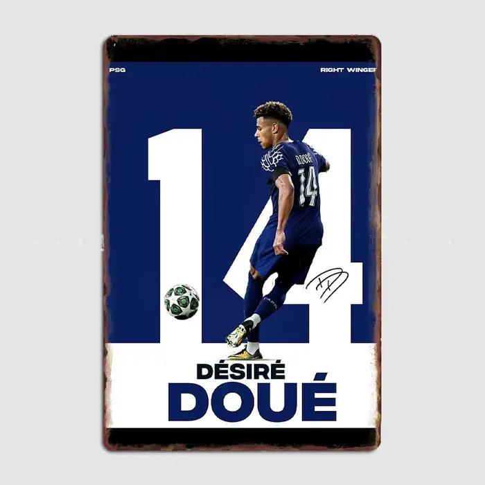 Désiré Doué joueur de Football affiches rétro signe en métal affiche Bar intérieur chambre mur Art d