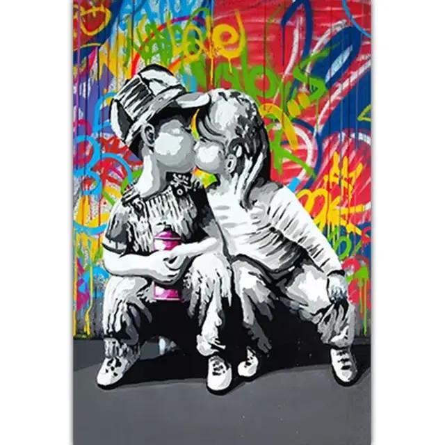 Banksy-Affiche murale avec graffiti, peinture sur toile, impressions abstraites, décoration de salon