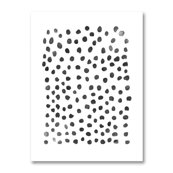 Peinture abstraite d'aquarelle à points noirs et blancs, affiche sur toile moderne et minimaliste po