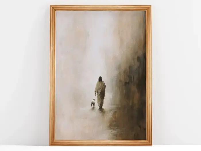 Tableaux et affiches sur toile « Jésus et les moutons perdus », peinture aquarelle, art du Bon Paste