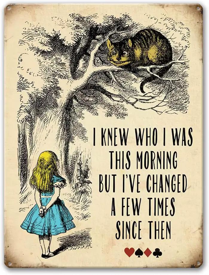 p1, affiche d'Agedsign Alice au pays des merveilles, signe en étain en métal Vintage, je sais qui j'