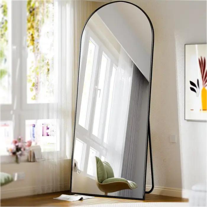 Miroir Mural Book ine Longueur en Arc de 71x26 Pouces, Miroir de Sol avec Support, Miroir Complet en