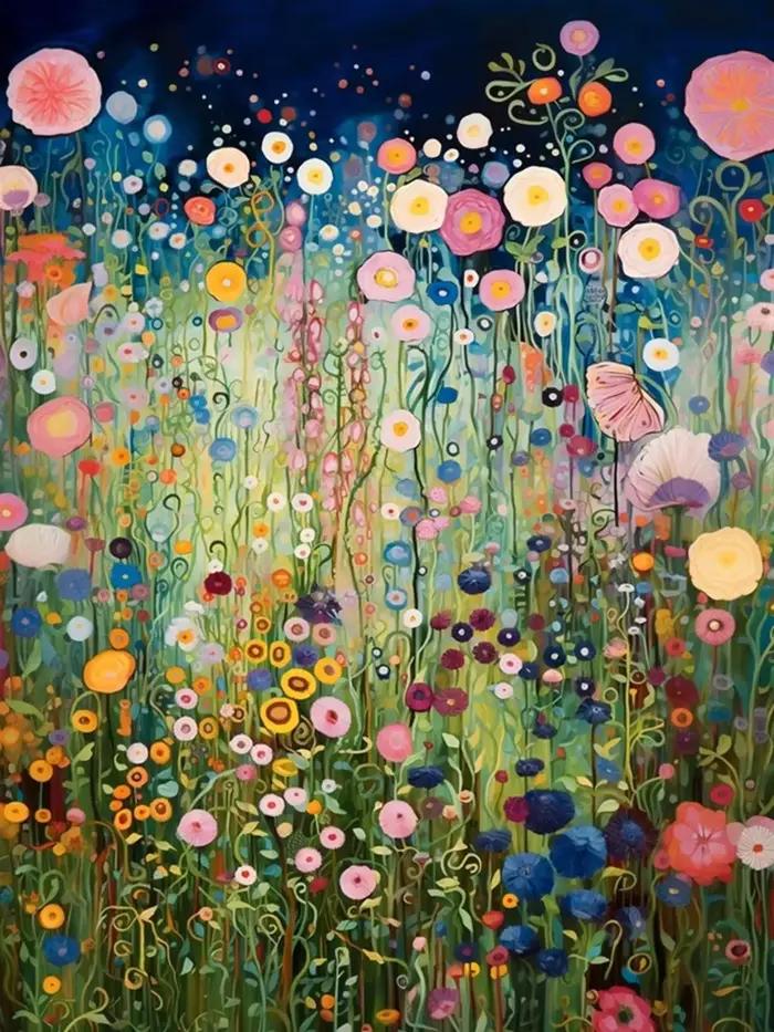 Peinture à l'huile abstraite de fleurs par numéros, art mural floral moderne pour salon, décoration