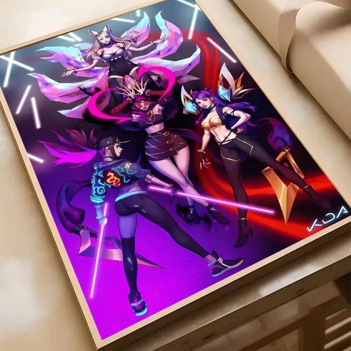 Affiche murale LOL-KDA Kaisa Ahri Akali, décoration de maison, peinture numérique, salon, Restaurant