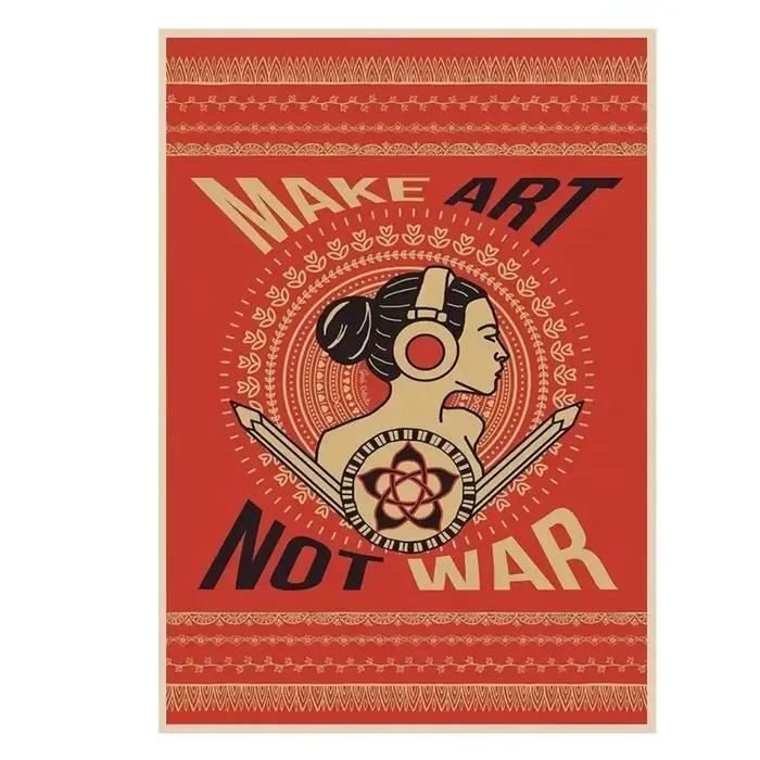 Impression sur toile rétro « Make Art Not War », peinture sur toile, affiche vintage Shepard Fairey,