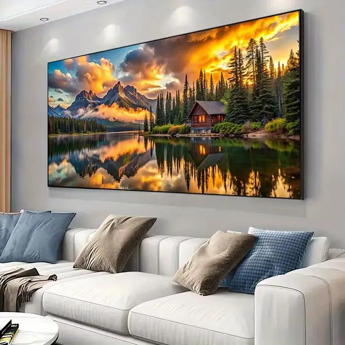 Peinture sur toile moderne sans cadre, art réfléchissant de paysage, pour salon, affiche sur toile m