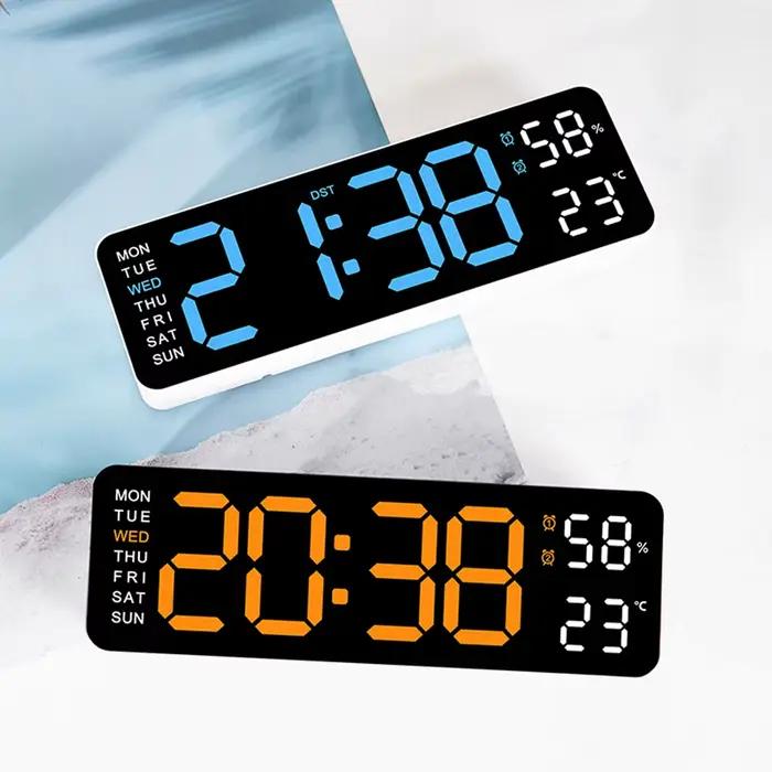 Grande horloge murale numérique température et humidité affichage de la semaine luminosité réglable