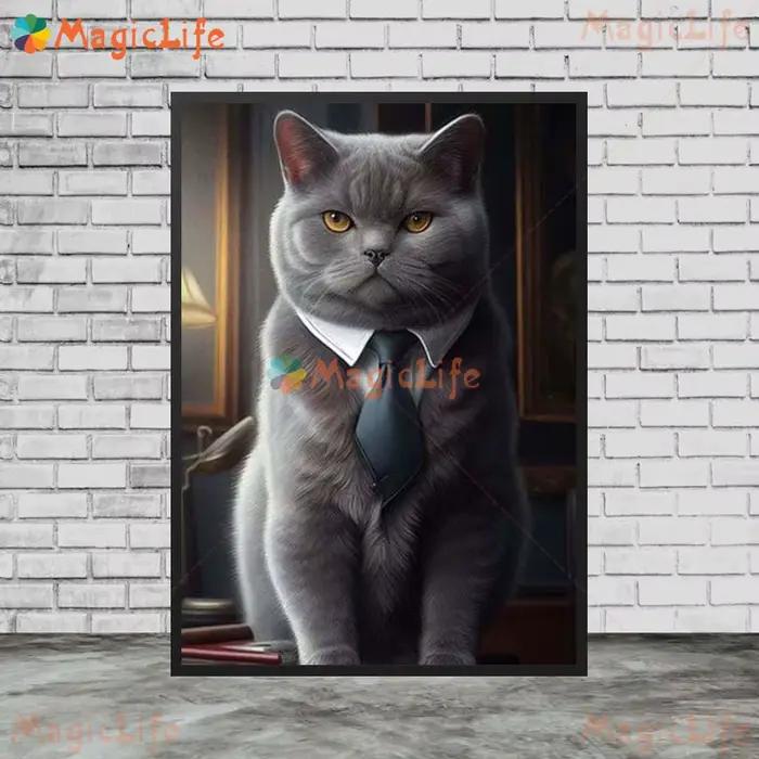 Affiche murale avec chat drôle en costume, animaux et chiens, images murales pour salon, affiche nor