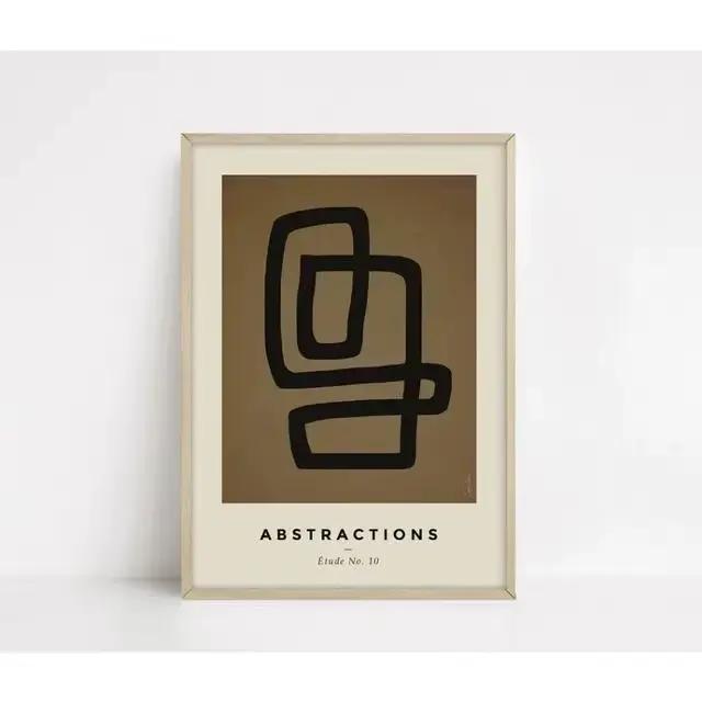 Toile de peinture abstraite moderne Beige et blanc, impression d'art mural neutre scandinave pour dé