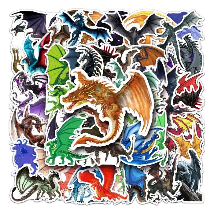10/30/50 autocollants créatifs de dessins animés de dragons maléfiques, animaux, pour skateboard, jo
