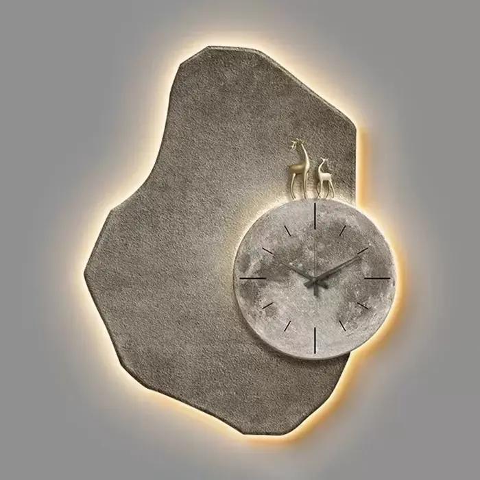 Grande horloge murale LED au design moderne, peintures murales silencieuses, design géométrique, hor