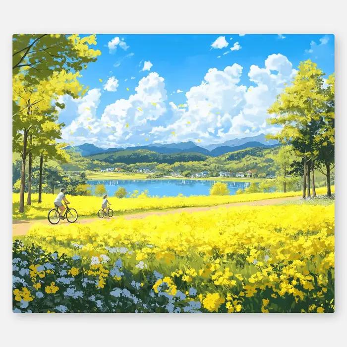Tapisserie murale style peinture à l'huile, paysage du lac de Como italien, décoration esthétique en