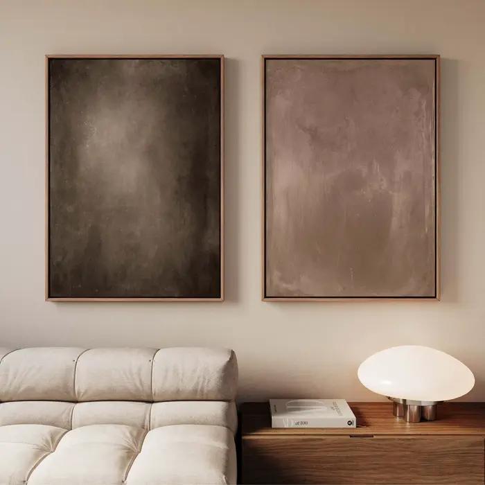Ensemble d'art mural sur toile Wabi Sabi marron foncé, impressions sur toile neutres, art mural abst