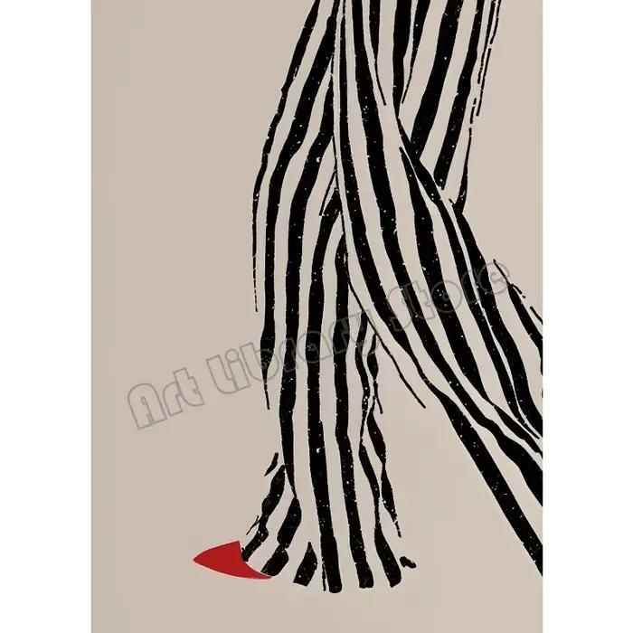 Affiche abstraite contemporaine minimaliste avec des figures rouges, une femme lisant, peinture sur