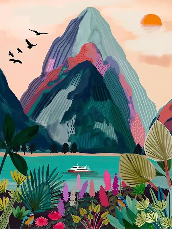 Affiche de paysage de Nouvelle-Zélande, Imprimés de Voyage, Montagne, Peinture sur Toile, Art Mural,
