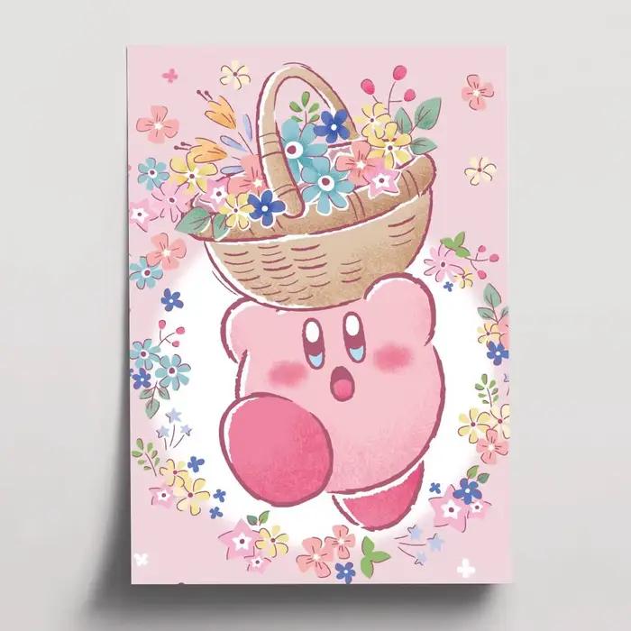 Affiche de dessin animé k-kirby, 1 pièce, autocollant en papier imperméable, décoration murale pour