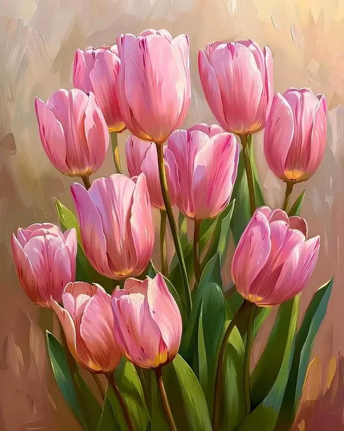 Huacan – peinture à l'huile par numéros sur toile, fleur de tulipe, coloriage par numéros pour adult