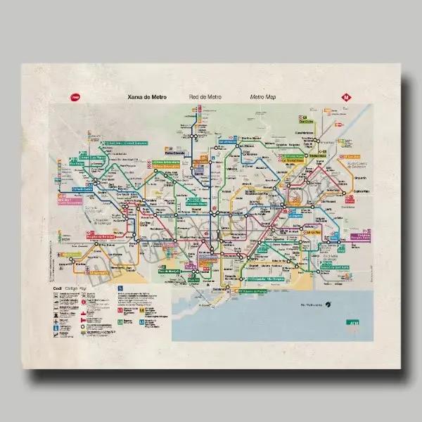 Affiche de voyage rétro Rome Paris TakLondon, carte du métro de la ville, station de train, peinture