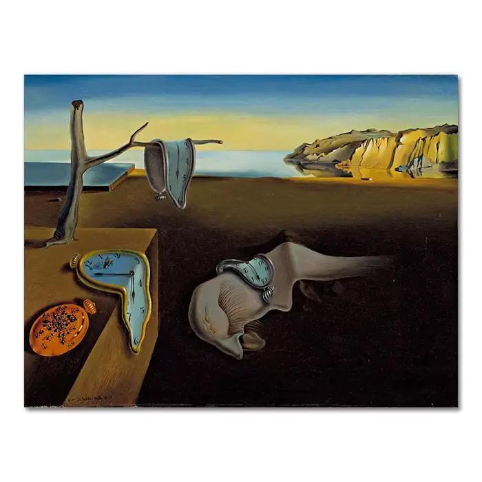 Affiche de peinture sur toile surréaliste de Salvador Dali, la persistance des horloges de mémoire,