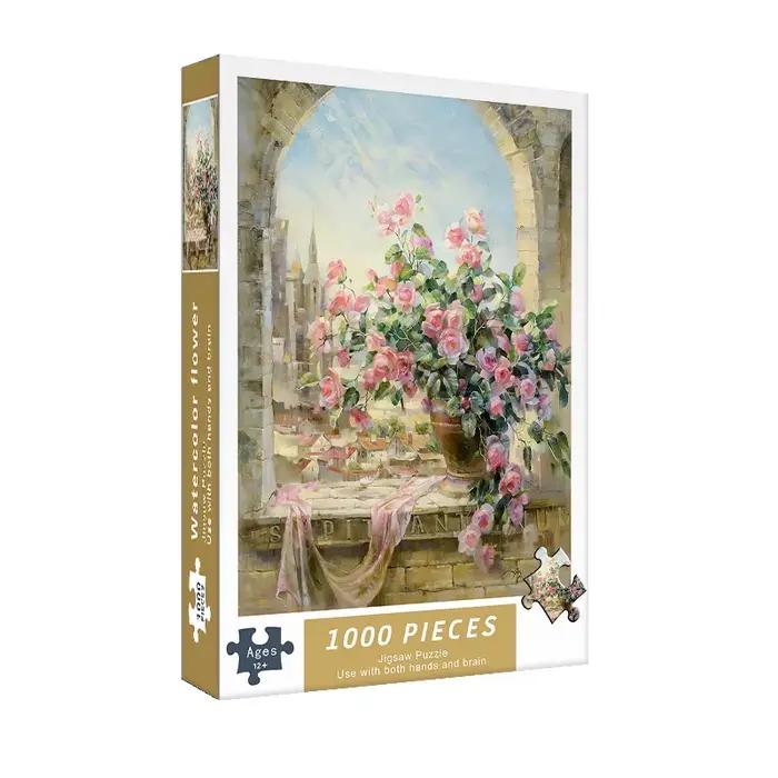 Puzzle de fleurs en papier aquarelle pour adultes, jeux amusants et éducatifs pour enfants, décorati