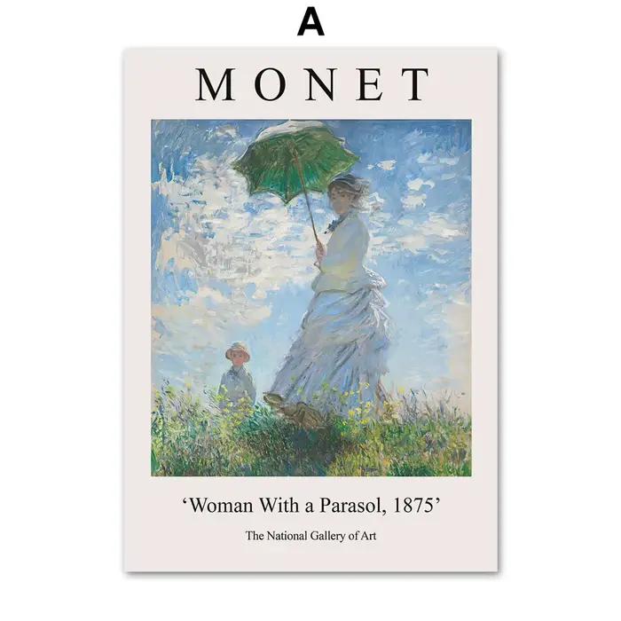 Affiche d'exposition Claude Monet, femme avec un parasol, eau CAN ies, peinture sur toile, art mural