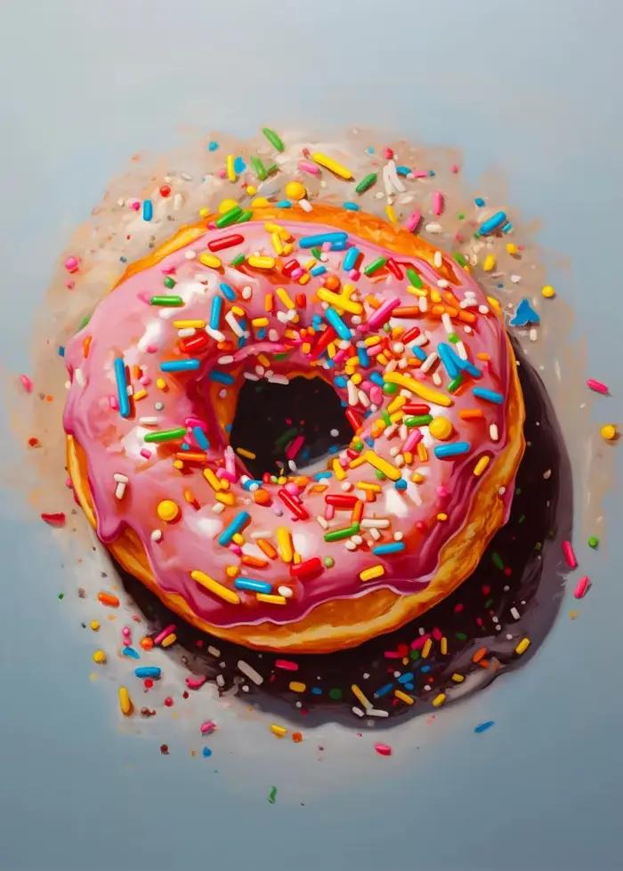 Peinture sur toile moderne rose, sucette, beignet, cerise, beignets, Macarons, Cupcake, impression P