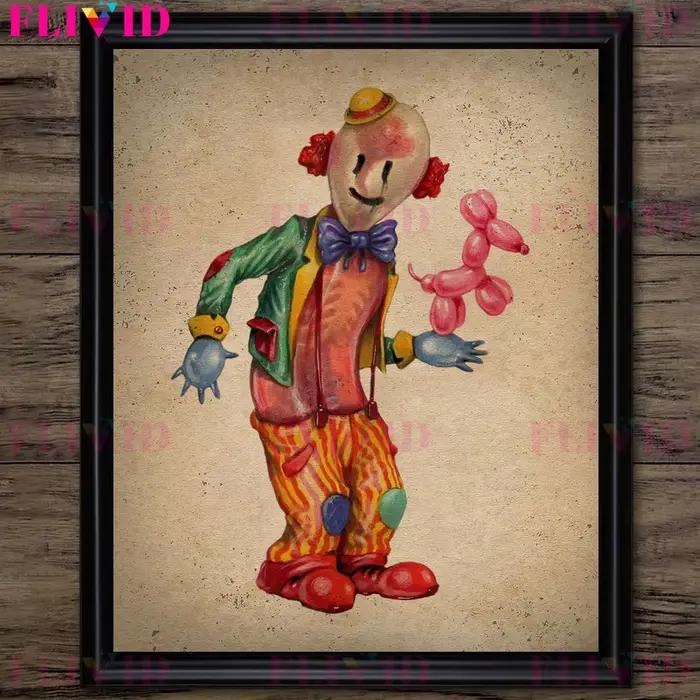 Toile d'art mural Vintage tueur de Clown effrayant, peinture hilarante, Illustrations de Clown effra