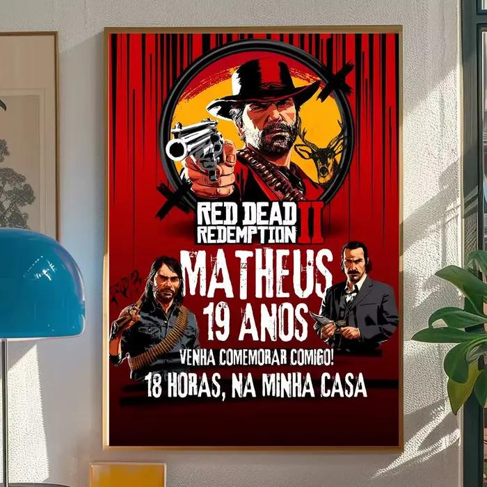 Affiche de jeu Red Dead Redemption 2, autocollante, décoration murale pour salle d'entrée, restauran