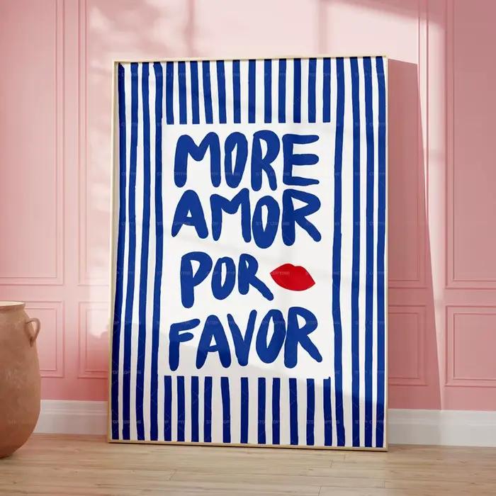 Affiche de peinture sur toile pour la décoration intérieure, art mural, citation d'amour rose éclect
