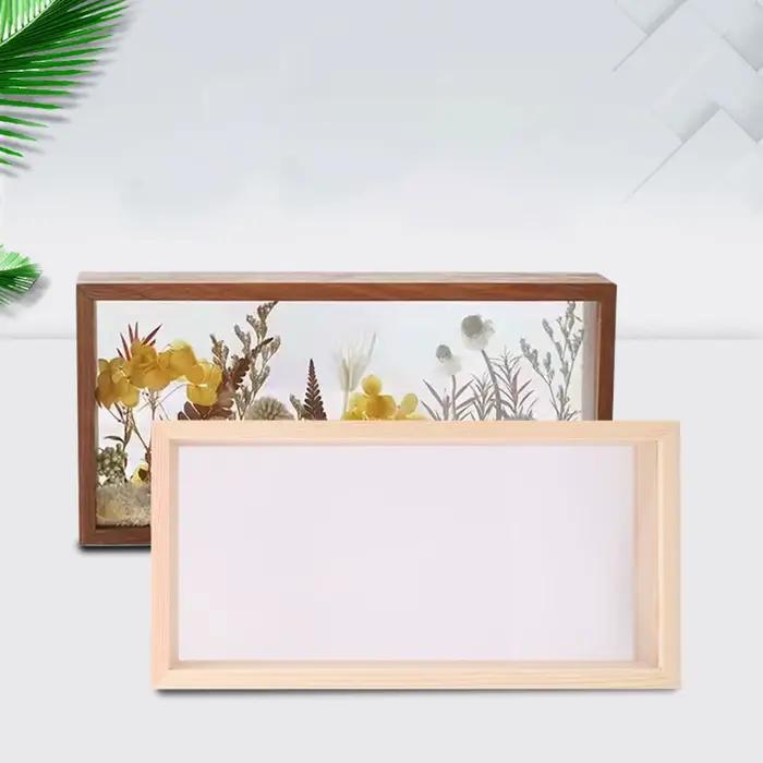 Cadre de boîte à ombre, cadre photo pour fleurs séchées, cadre d'affichage de fleurs séchées en bois