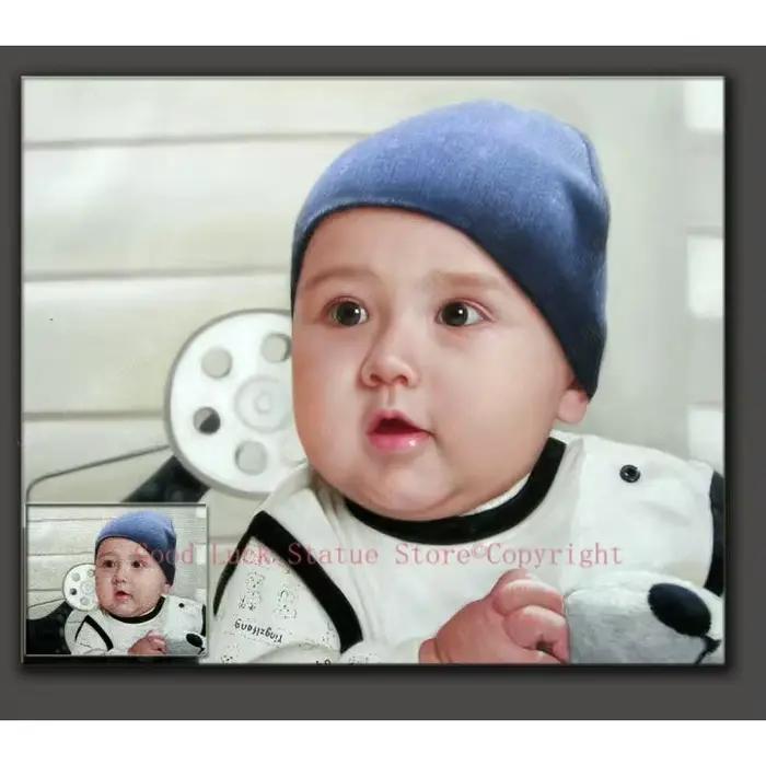 Peinture à l'huile personnalisée TOP ART | portrait de bébé enfant sur image, # meilleur cadeau d'en