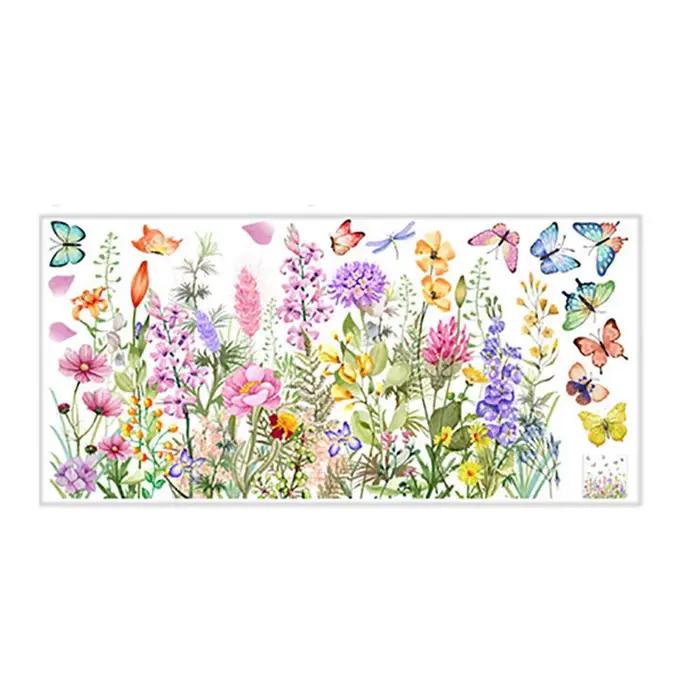 Autocollant mural électrostatique coloré papillon fleur stickers muraux décoration de la maison fenê