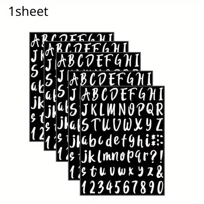Ensemble d'autocollants Alphabet et chiffres – 72 pièces/feuille, autocollants de lettrage en vinyle