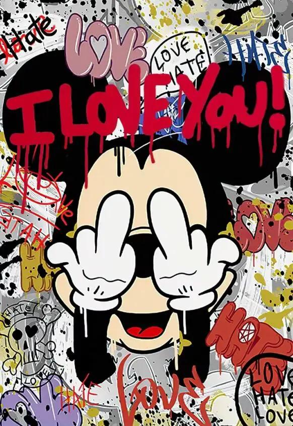Affiche d'art de rue Disney Banksy Graffiti Pop Art Mickey Mouse et Donald Duck, impression sur toil