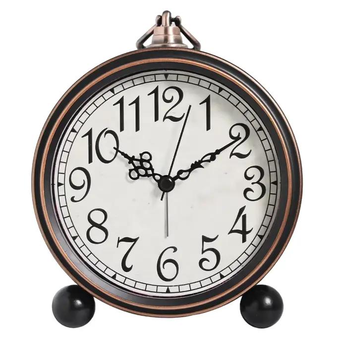 Horloge rétro à base métallique, 1 pièce, horloge créative américaine ; horloge à aiguilles personna