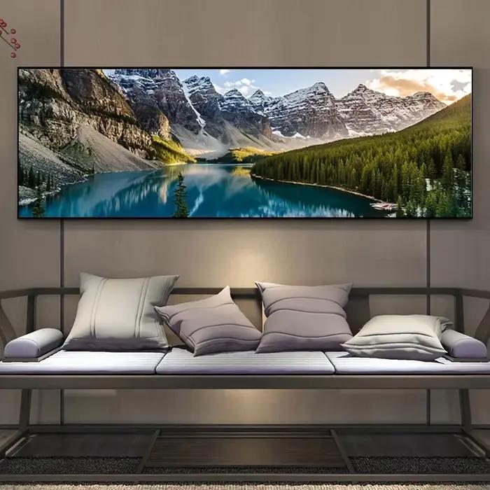 Peinture sur toile de paysage, peinture de paysage de montagne de forêt de lac, affiches de décorati