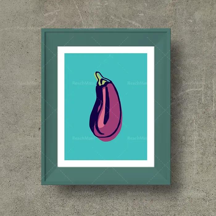 Art mural de cuisine de légumes heureux, illustration de légumes imprimable