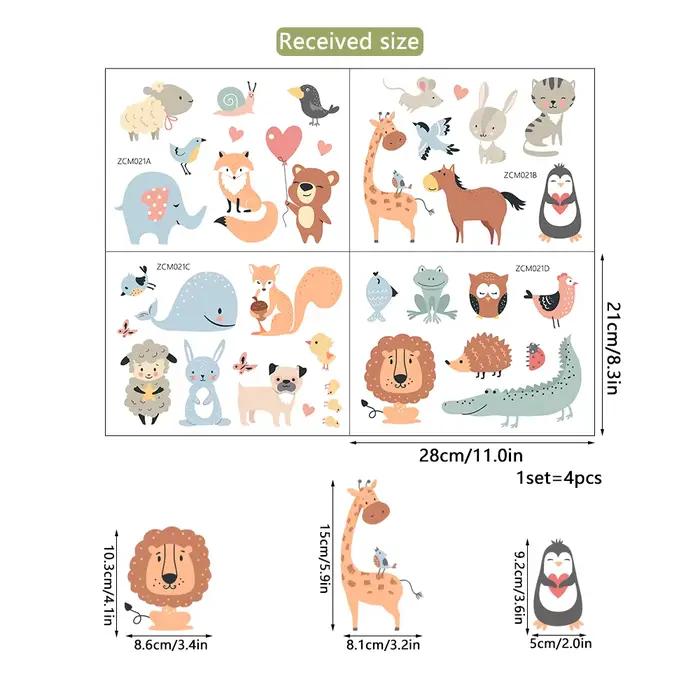 Autocollants muraux d'animaux de dessin animé, pour décoration de chambre d'enfants, sparadrap murau